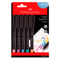 Boligrafo Supersoft Colores Pastel x5 Faber-Castell