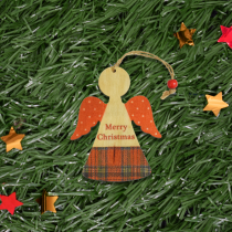 Angel Madera Merry Christmas Escoces 12cm